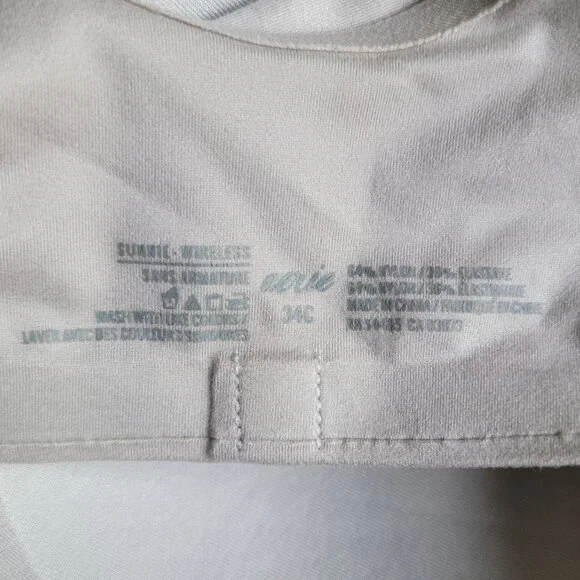 Aerie Real Sunnie Wireless Light Weight Bra 34C Silver Gray Subtle Shimmer Comfy - Picture 3 of 10